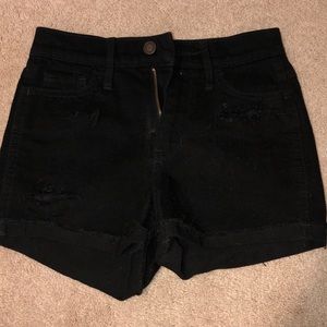 Hollister black high rise distressed jean shorts!